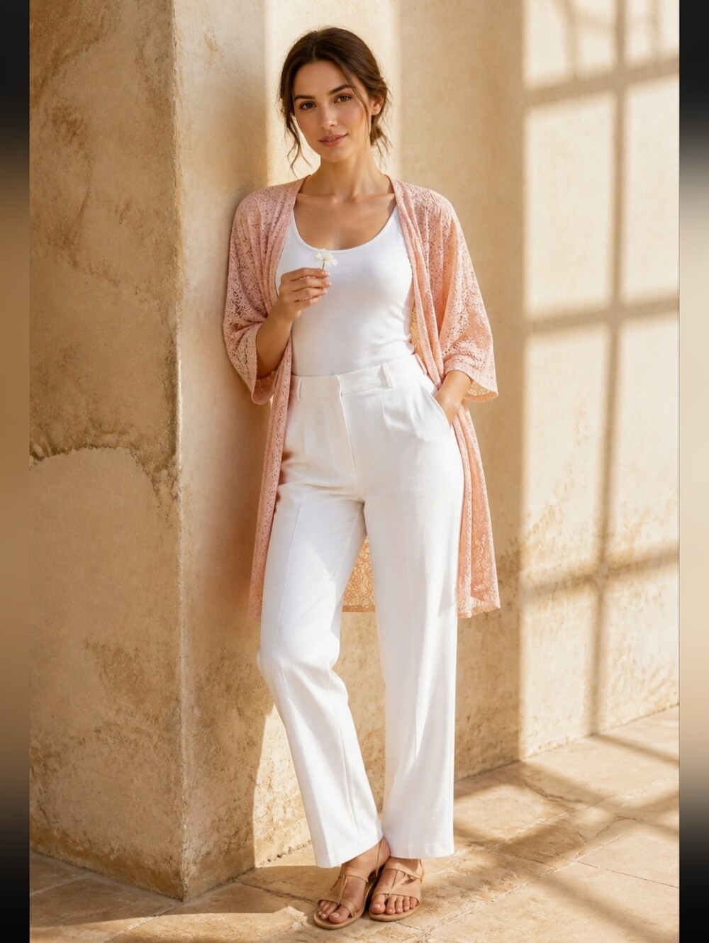 Lularoe Light Pink Open Knit Kimono Cardigan Lightweight Breezy Size Large